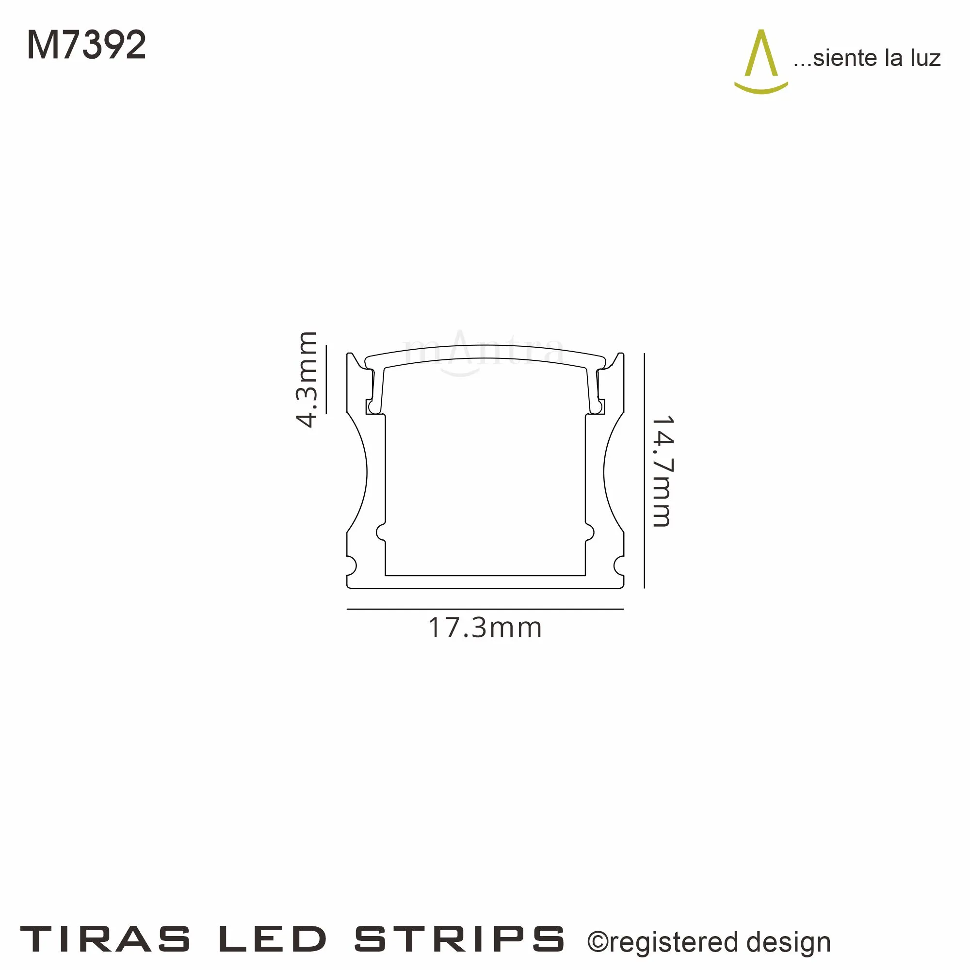 Tiras 2m, 17 x 15.3mm White Aluminium Profile With Diffuser And Accessories M7392  Mantra Fusion Tiras LED Profile